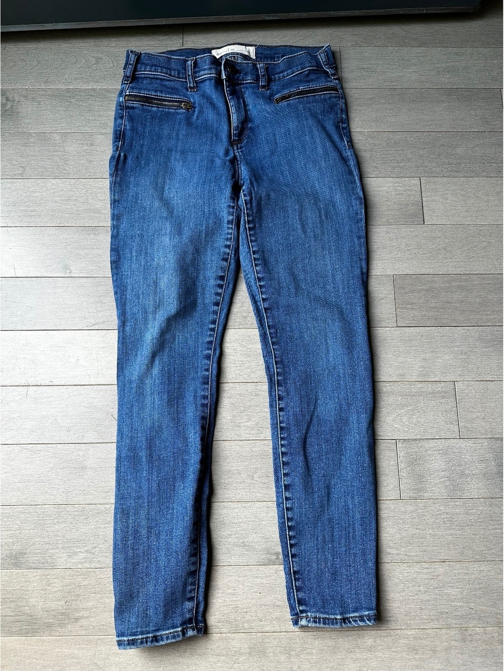 Women’s Gap 1969 True Skinny Ankle Jeans zipper pockets blue denim Size 29R